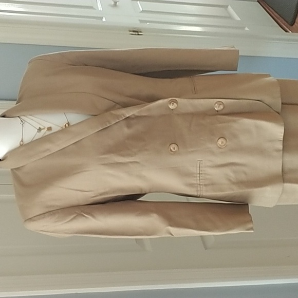 Rena Rowan for Saville Petite Tan Linen Blend Vintage Double Breasted Blazer 8P - Picture 10 of 12